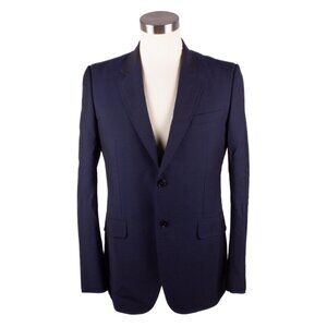 GUCCI Dark Navy Wool Classic Slim Fit Blazer Jacket size 50